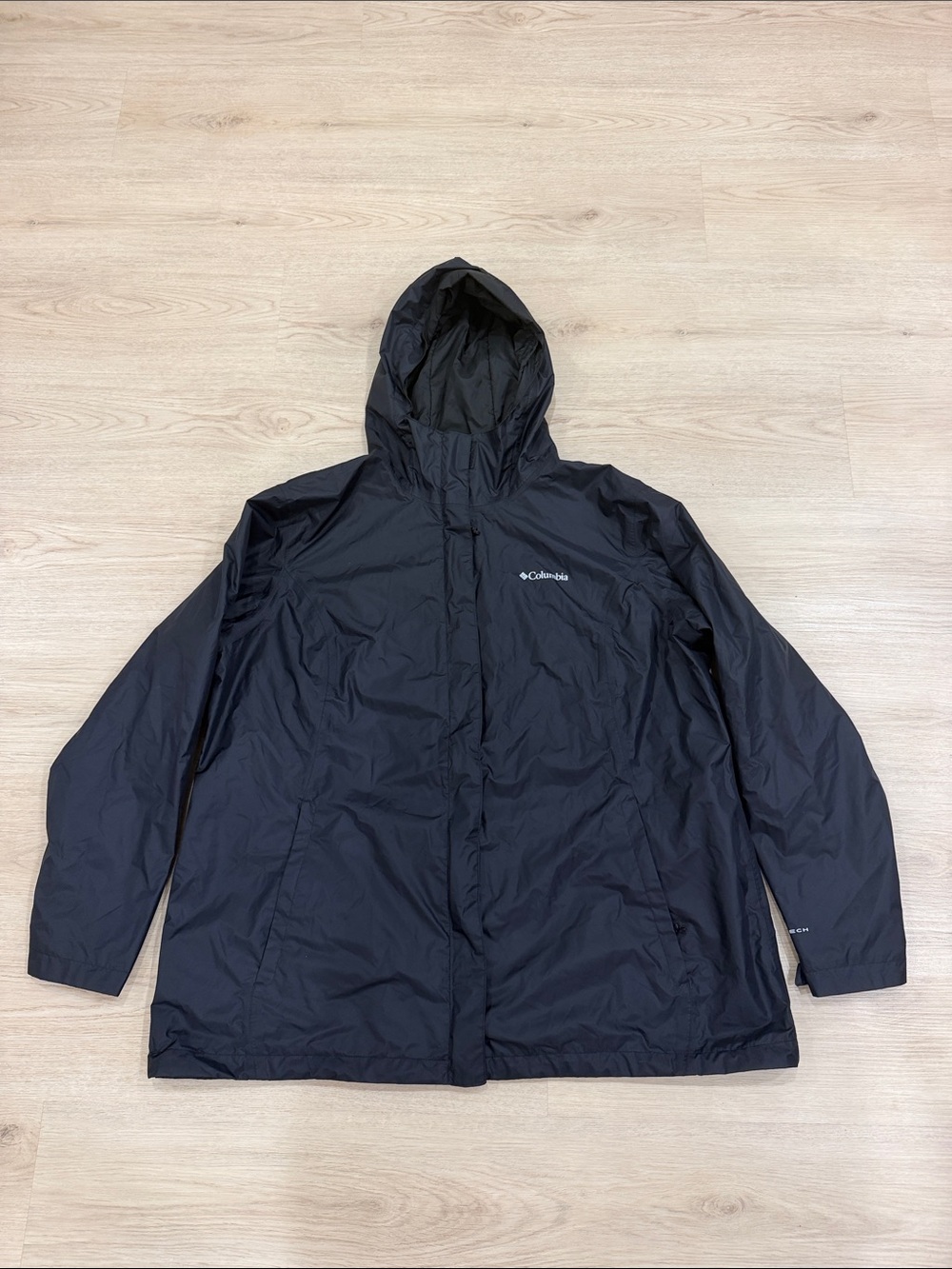 Columbia 2X Men's Black Hooded Raincoat